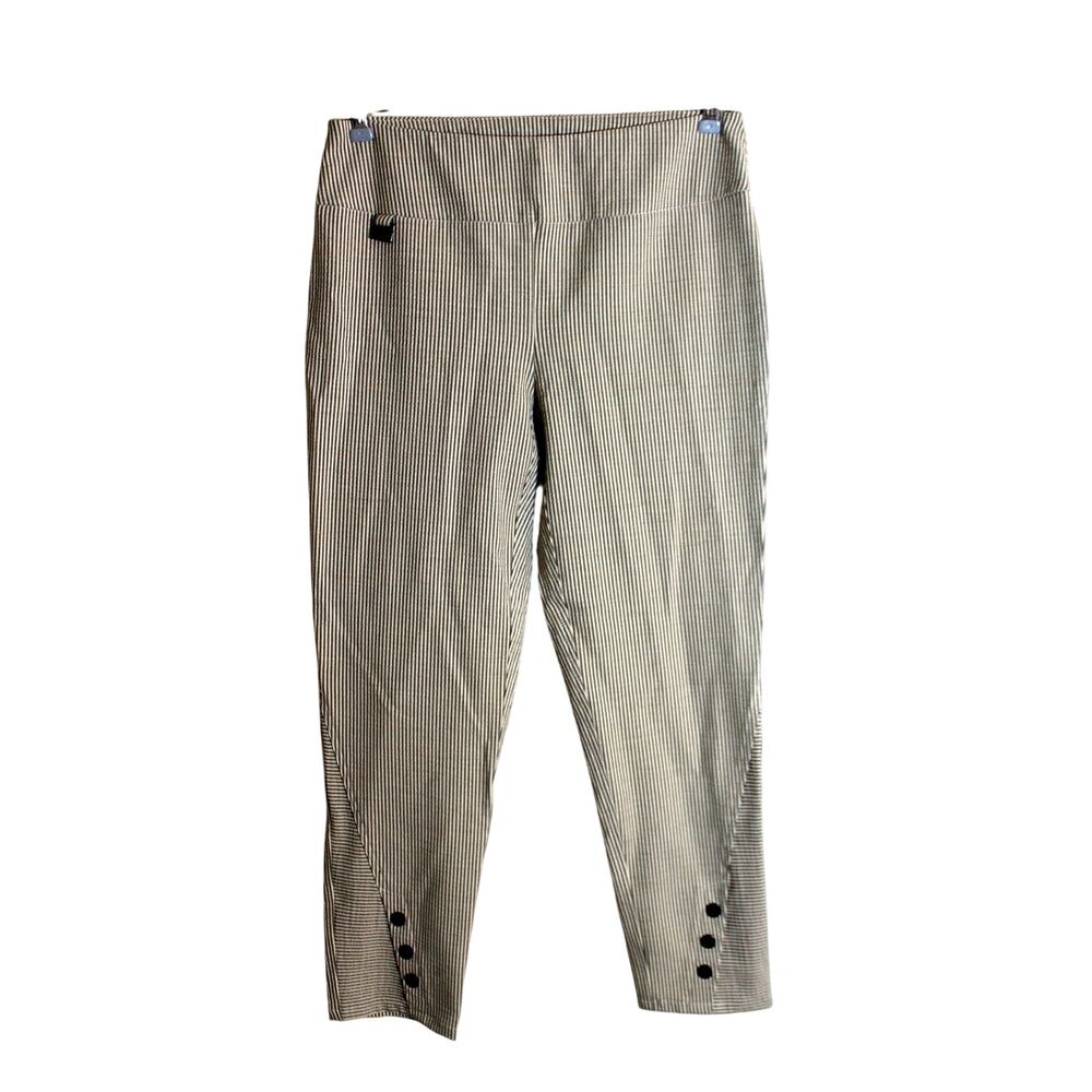 Lisette L Montreal Gray Striped Linen Blend Ankle Pants sz 6